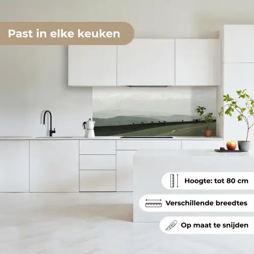 Grijs - Berg - Paarden keuken achterwand 2 middel -sfeer4_NL