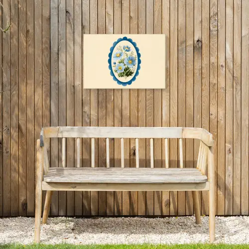 Lijst - Bloemen - Lichtblauw - Illustratie Tuinposter op houten frame 2 cm dik klein -sfeer4