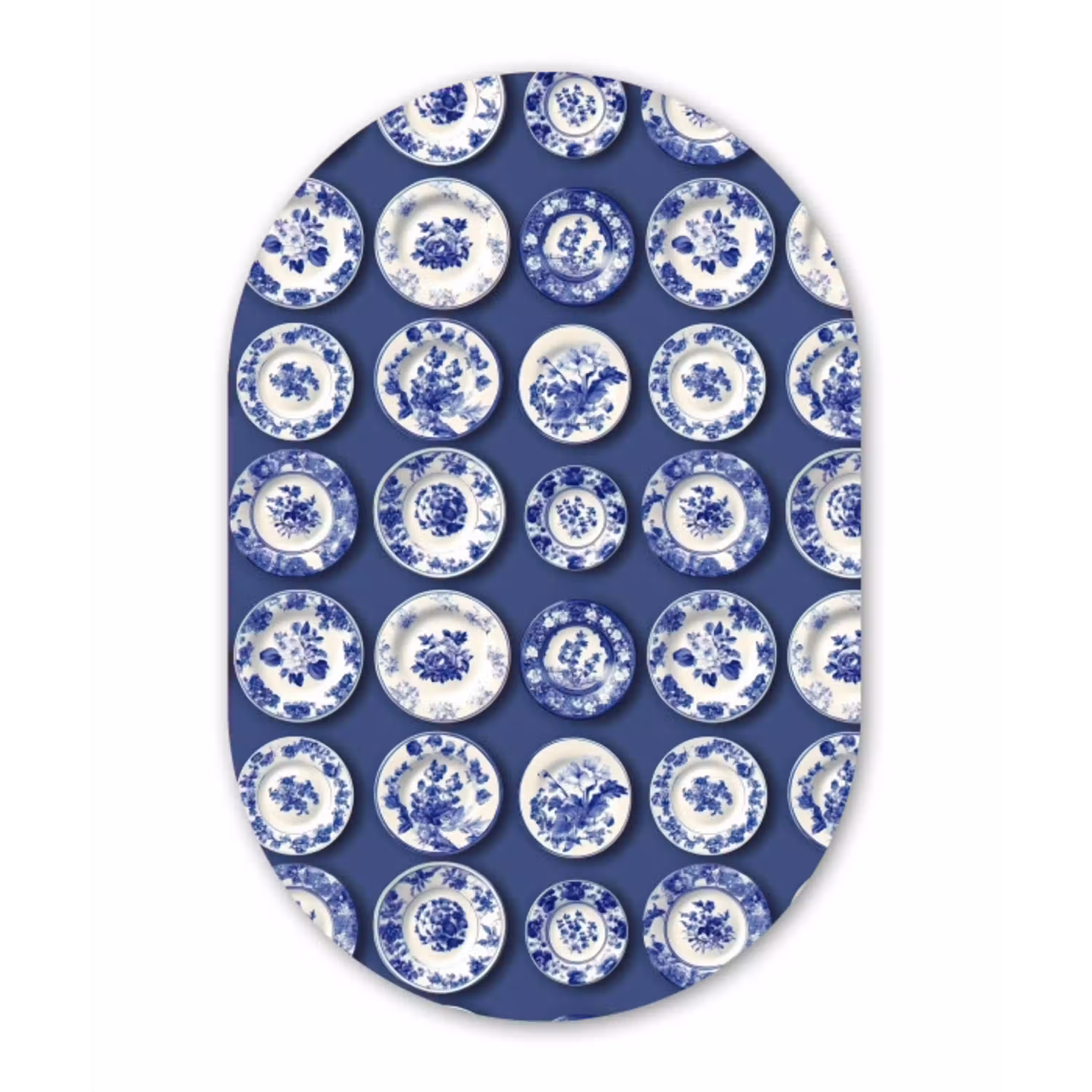 Borden - Floraal - Blauw Wandcirkel Ovaal Aluminium middel 839 -3d