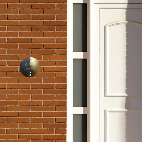 Half goud zwart - Sierlijk Naambord Rond klein -sfeer3-rond-XS