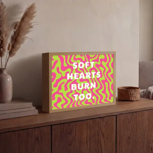 Abstract - Quote - Centraal - Roze Light Box met batterij (Wandlamp) middel -sfeer2