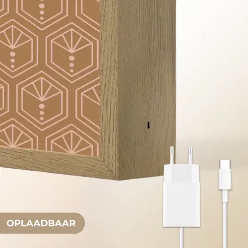 Bruin - Roze - Geometrisch - Patroon Light Box met batterij (Wandlamp) middel 907 -USP_websiteoplaadbaarNL