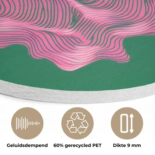 Abstract - Pink - Lijnen - Groen Akoestische PET Vilt - Rond klein -closeup_NL