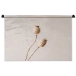 Papaverbollen - Droogbloemen - Minimalistisch - Beige - Rustig Wandkleed katoen middel -zz3d