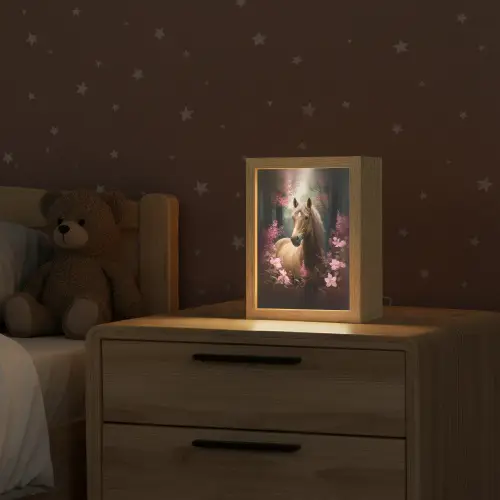 Paard - Bloemen - Roze - Natuur - Bos Light Box met kabel klein -sfeer1_kind
