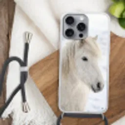 Paard - Kop - Winter - Dieren - Wit Hoesje iPhone 16 Pro Max met koord klein -sfeer4