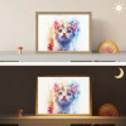 Kat - Portret - Kleuren - Verf - Wit Light Box met batterij (Wandlamp kind) middel -sfeer3_kind