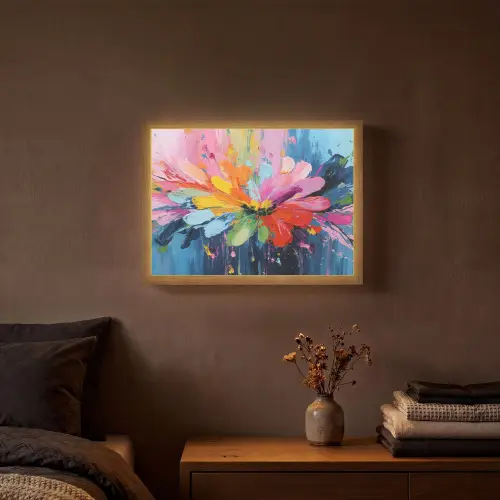 Kleuruitbarsting - Expressieve sfeer - Bloem Light Box met batterij (Wandlamp) middel -sfeer4