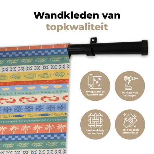 Zee - Sfeer - Oester - Garnaal Wandkleed katoen klein 269 -sfeer2
