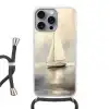 Zeilschip - Zee - Bewolkt Hoesje iPhone 16 Pro Max met koord klein -3d