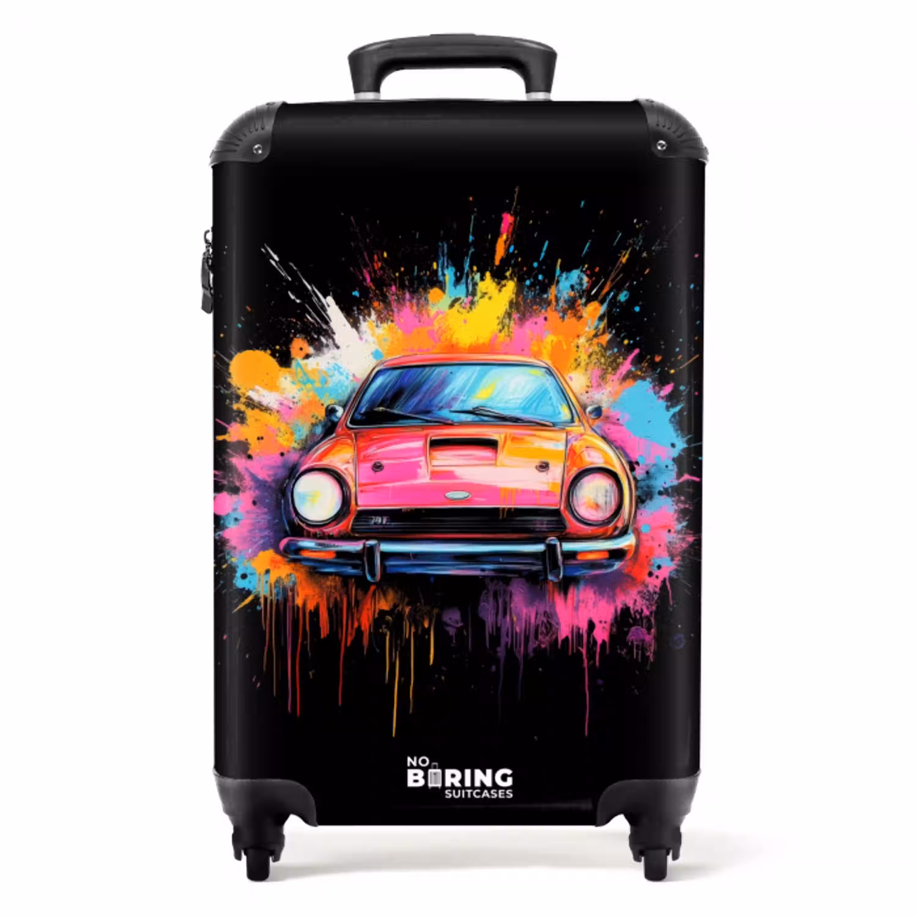 Roze auto met kleurrijke verf NBS - Handbagage koffer - Unisex middel -productfoto_recht