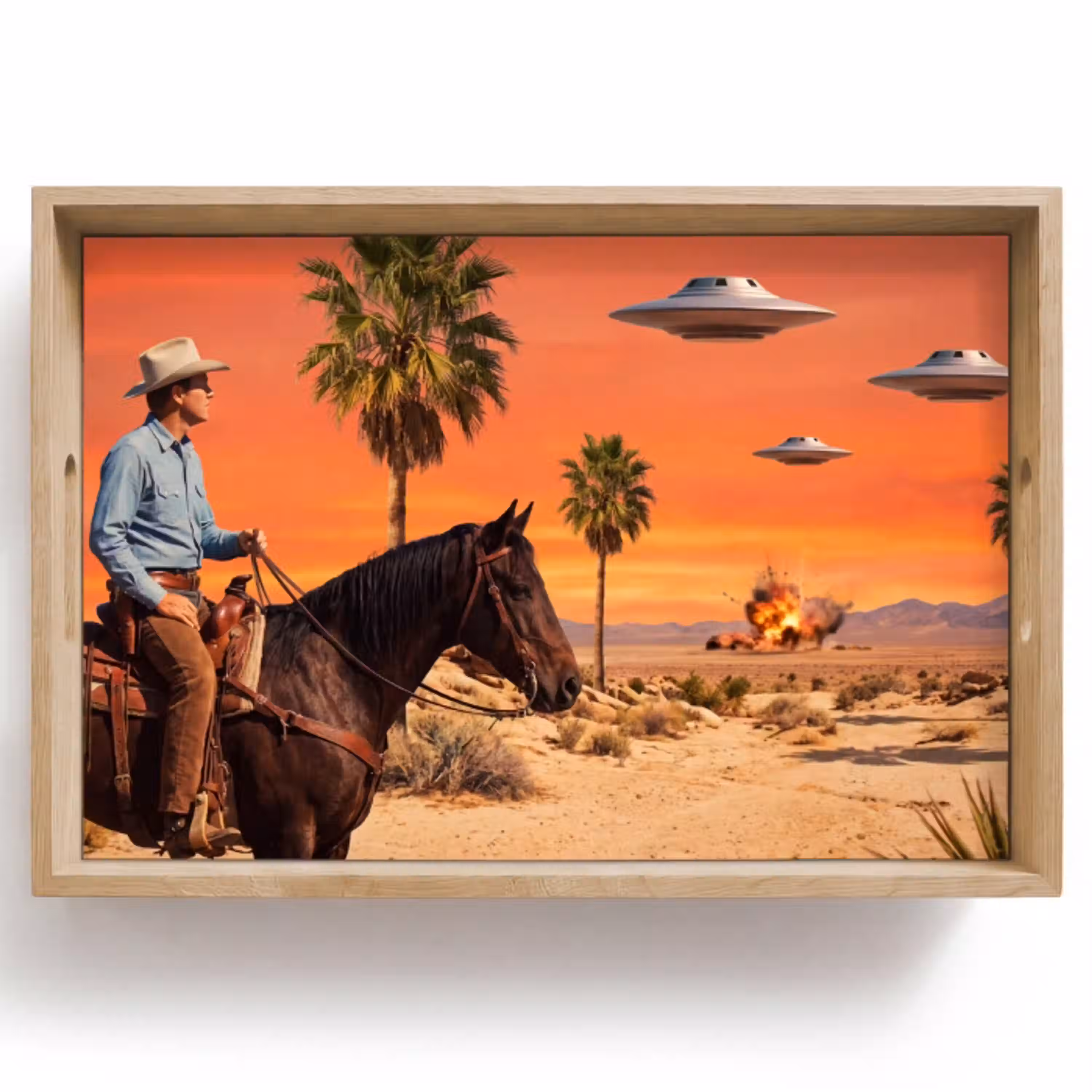 Cowboy - Paard - Woestijn Dienblad Rechthoek middel -z3d_shopping