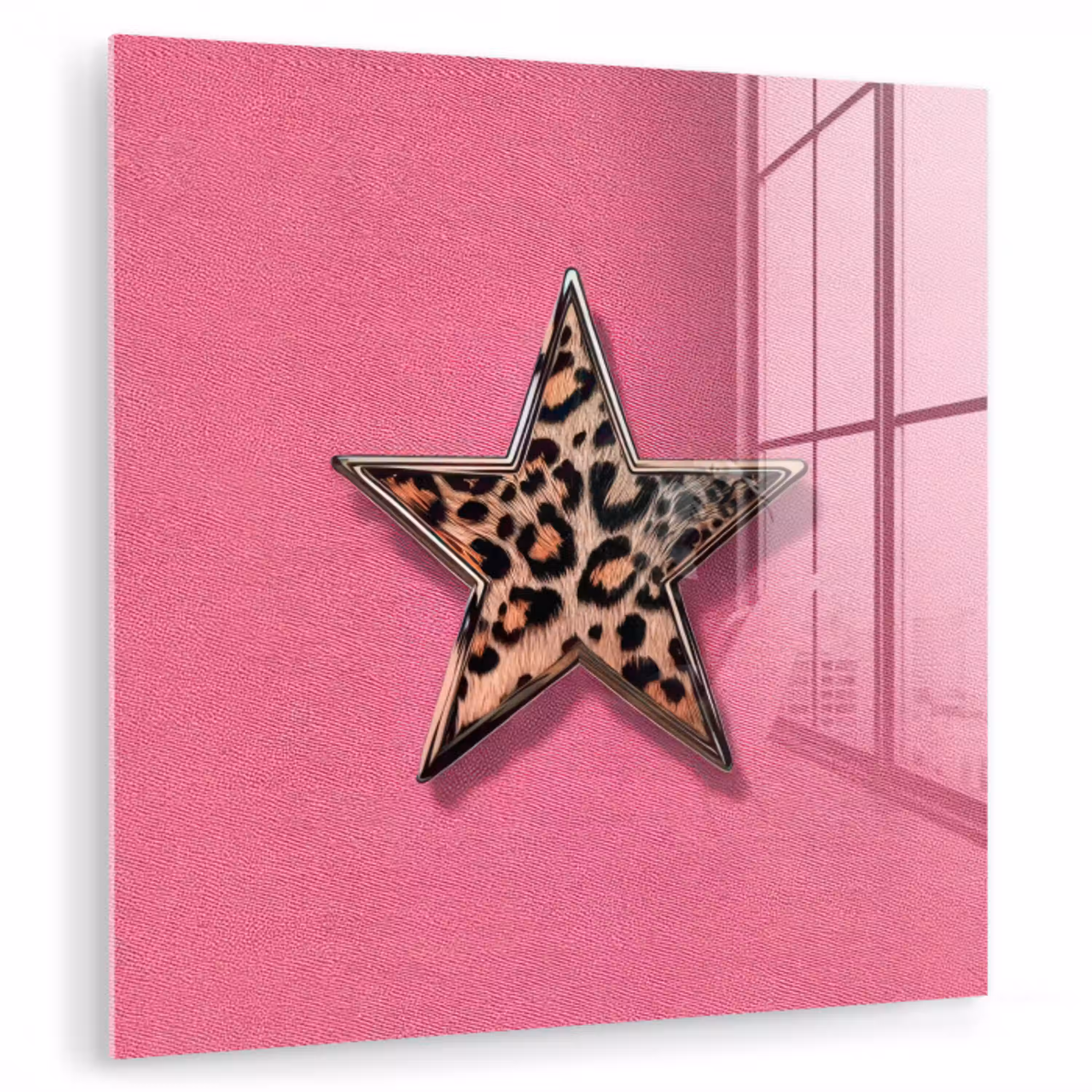 Ster - Luipaard - Print - Roze plexiglas 5mm klein -zzzproduct_nieuw