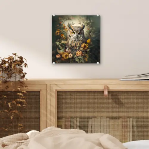 Uil - Vogels - Bloemen - Natuur plexiglas 5mm klein -sfeer4