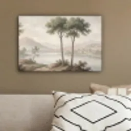 Bomen - Meer - Bergen - Illustratie canvas 2cm klein -sfeer3