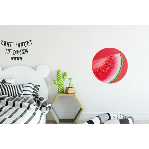 Watermeloen - Rood - Zomers Wandcirkel aluminium klein -kinderkamer