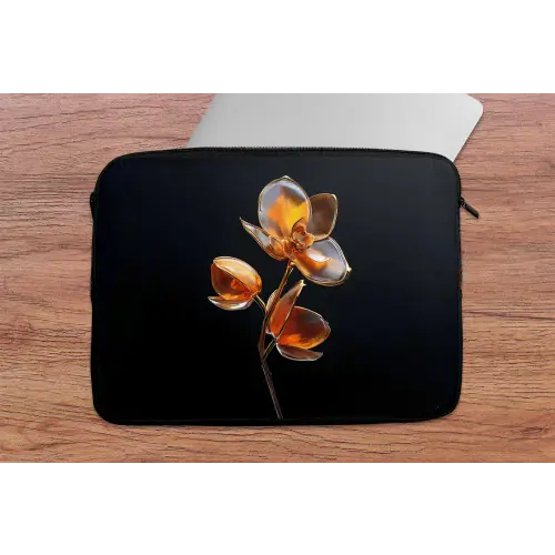 Bloem - Orchidee - Oranje laptophoes neopreen klein -tafel