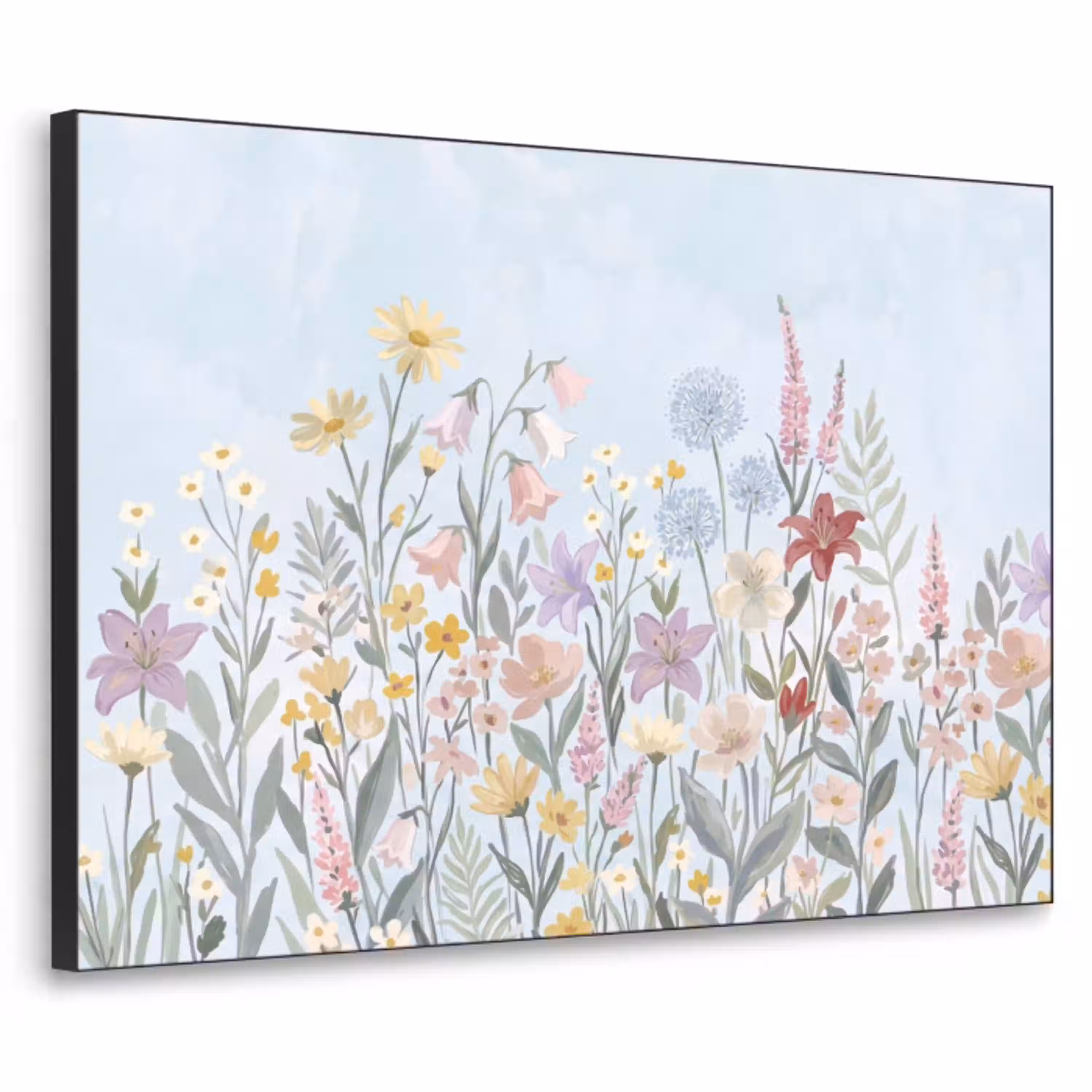 Weidebloemen - Illustratie - Kleurrijk Textielframe zwart klein -3d
