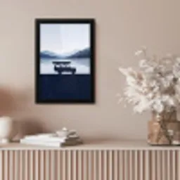 Auto - Meer - Bergen - Blauw fotolijst zwart zonder passe partout klein -sfeer5