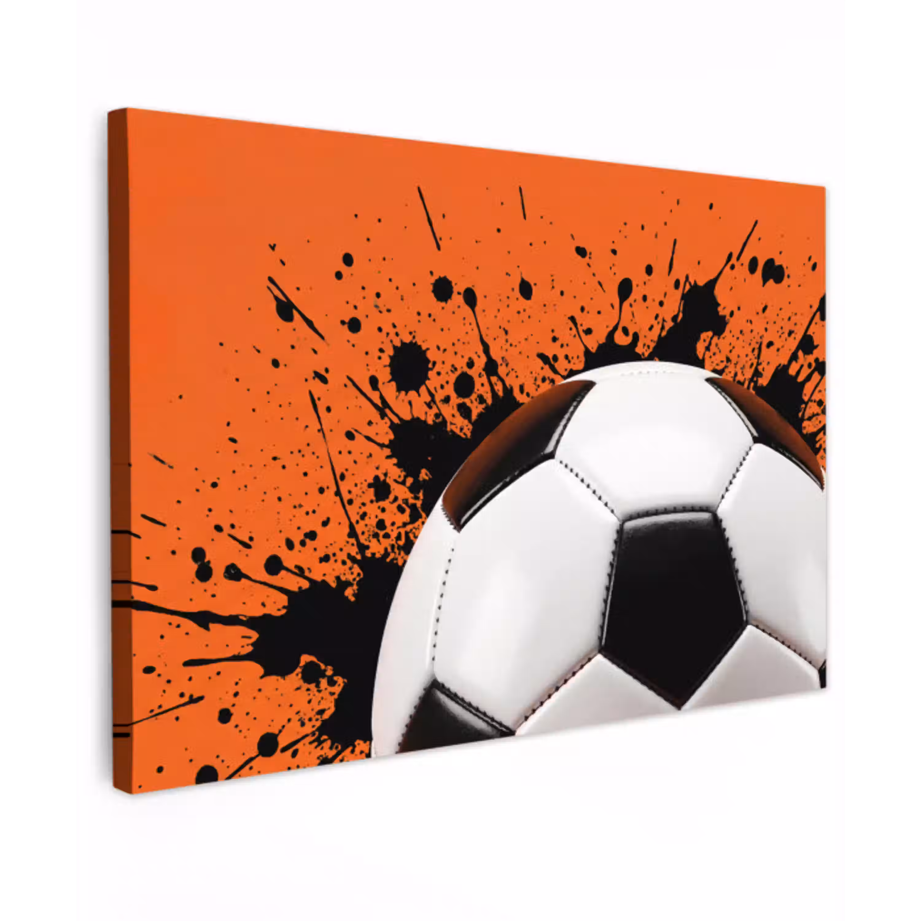 Voetbal - Verf - Sport - Oranje Tuinposter op houten frame 2 cm dik klein -3d