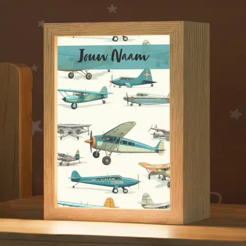 Vliegtuig - Blauw - Kinderen - Jongen - Oranje Light Box met kabel (Kinderlampje) klein -zzz_3d_website