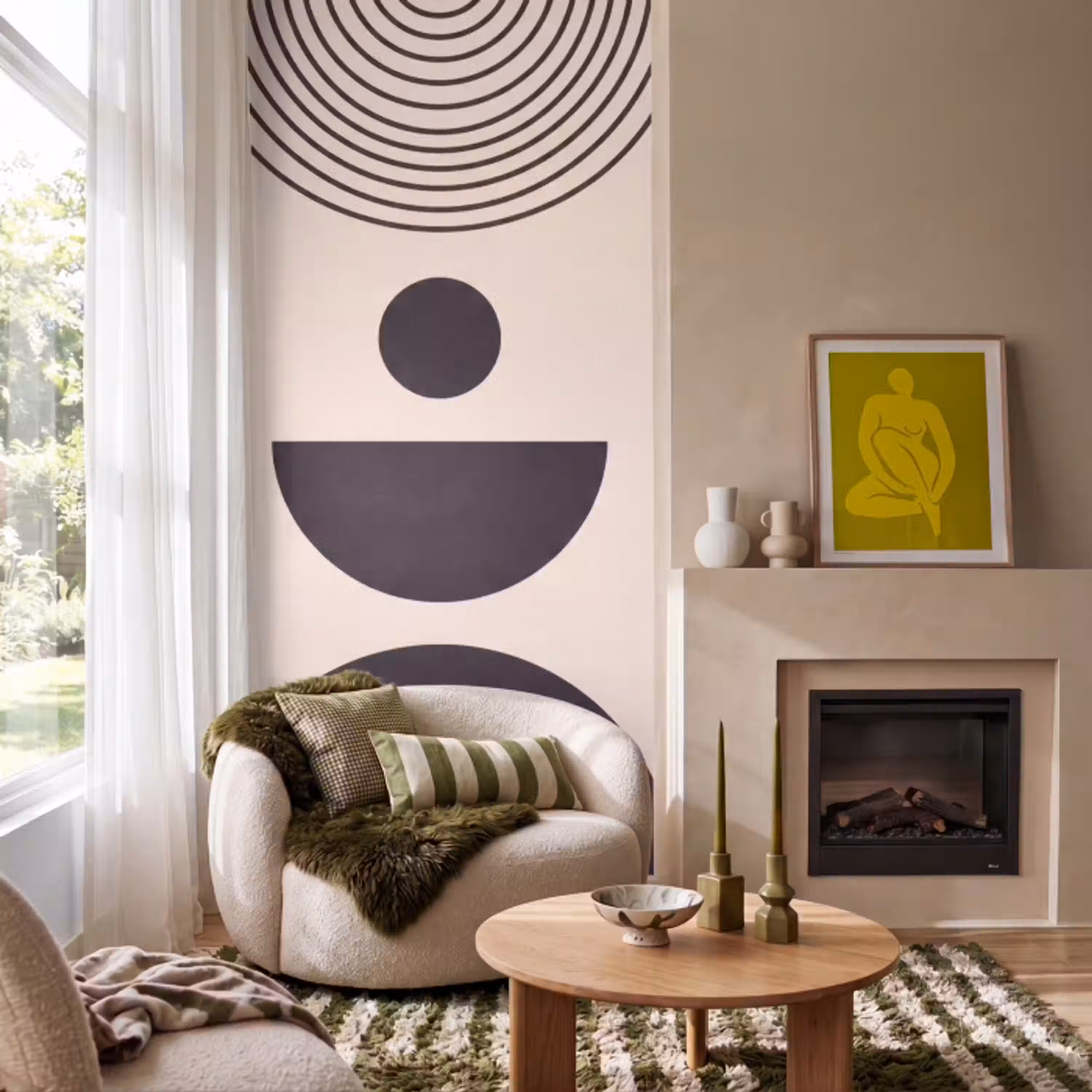 Geometrische balans - Kunst Behang Vlies klein -sfeer2