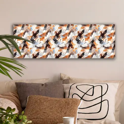 Penseelstreken - Oranje - Grijs canvas 2cm klein 828 -sfeer1
