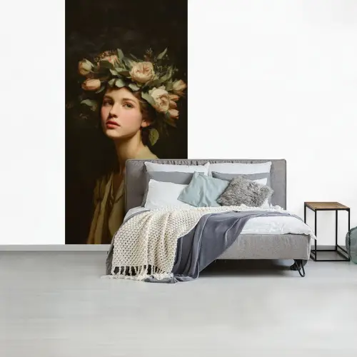 Bloemenstilte - Vrouw - Portret fotobehang vinyl groot -slaapkamer