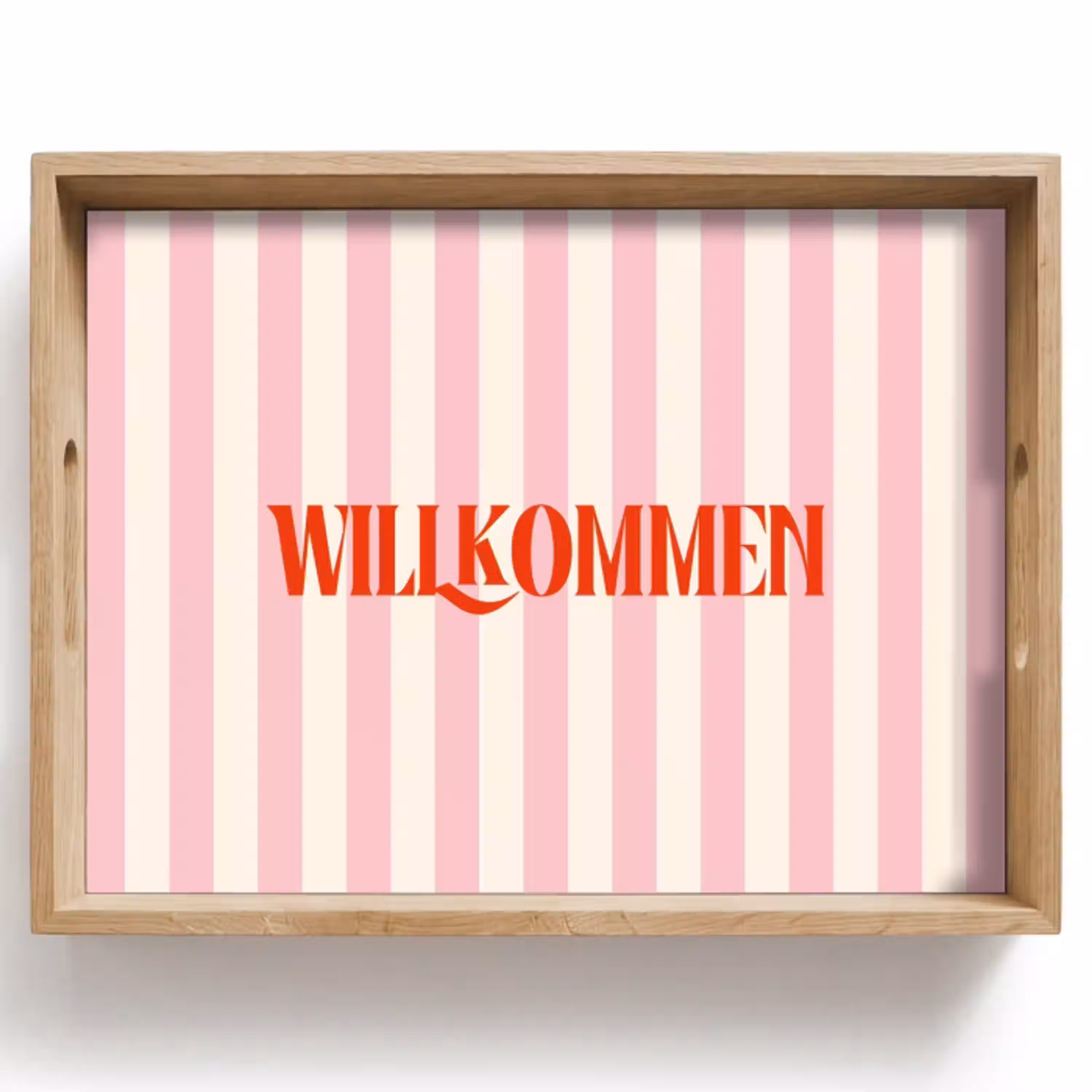 Zachtroze - Rood - Strepen - Wilkommen Dienblad Rechthoek middel -z3d_shopping