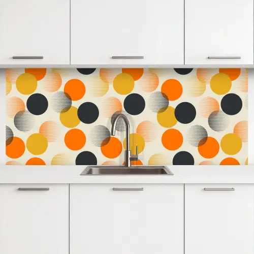 Polkadot - Design - Retro - Oranje keuken achterwand 2 middel 871 -3d