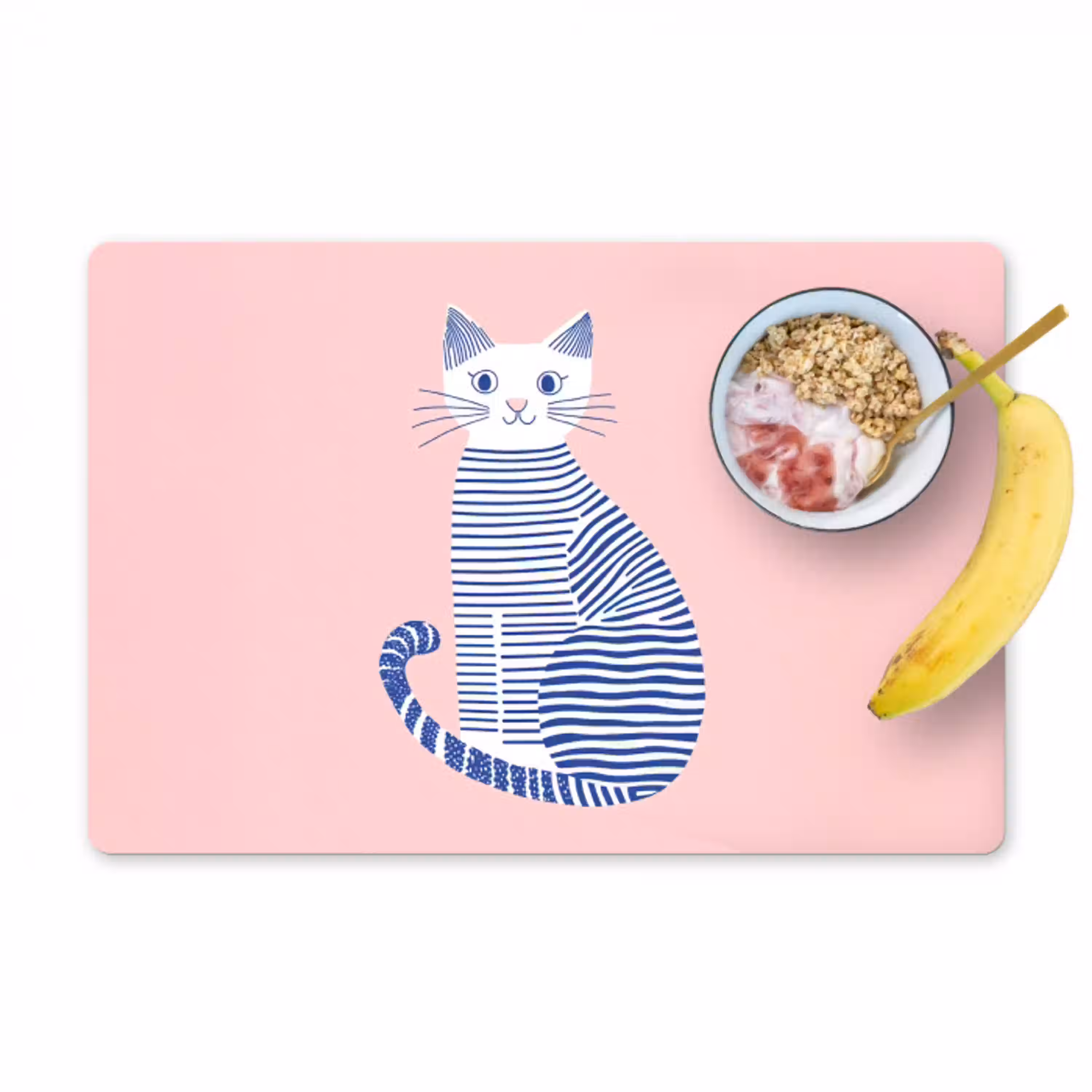 Kat - Illustratie - Minimalistisch - Roze Placemat vinyl groot -zzzproduct_Kitchenyeah-website