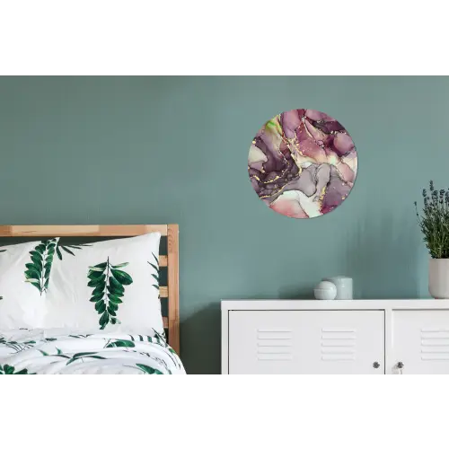 Marmer - Rood - Paars - Goud Wandcirkel aluminium klein -slaapkamer