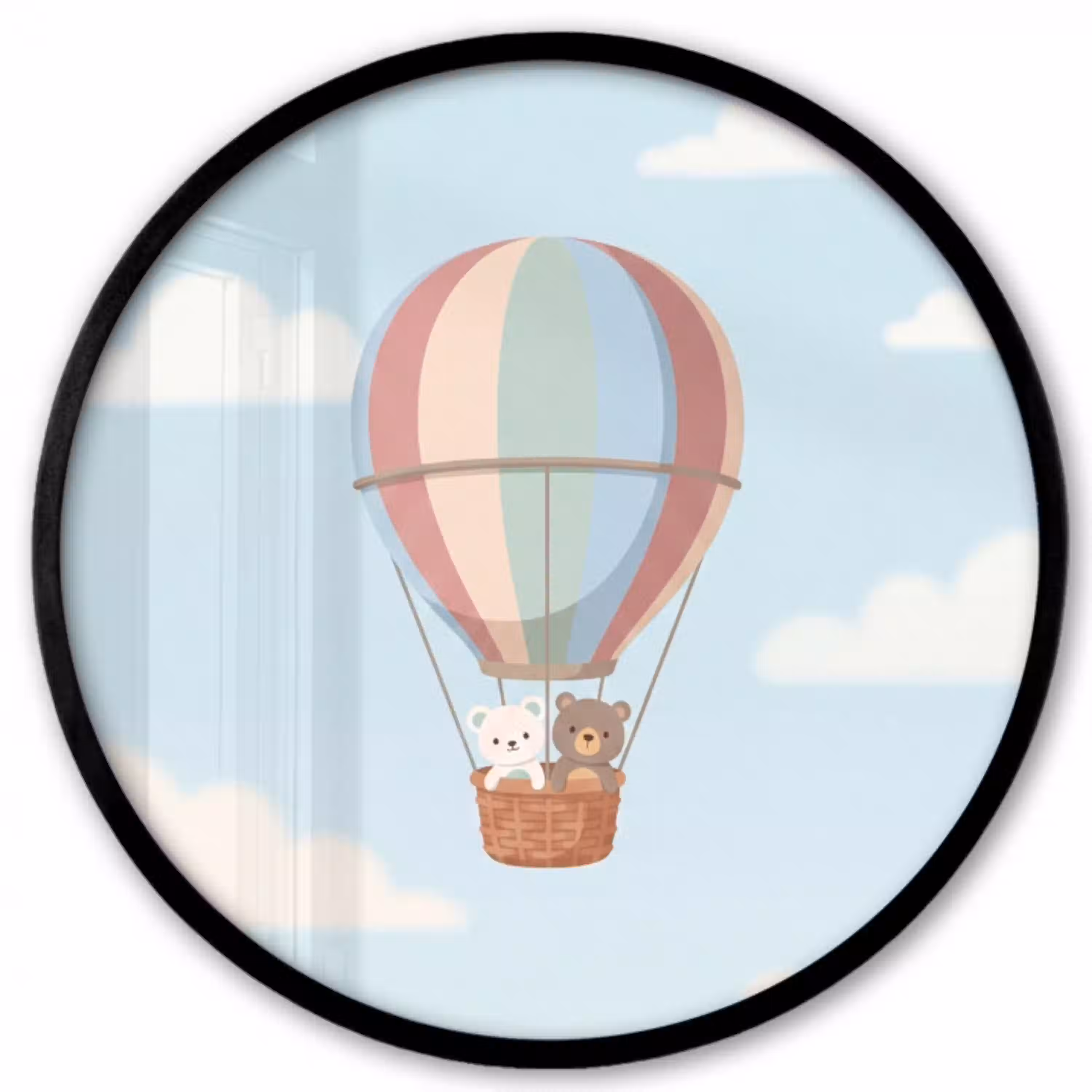 Luchtballon - Beren - Pastel Fotolijst rond zonder passe partout klein -3d