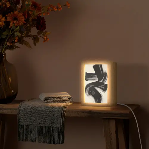 Strepen - Zwart - Abstract Light Box met kabel (Tafellamp) klein -sfeer4