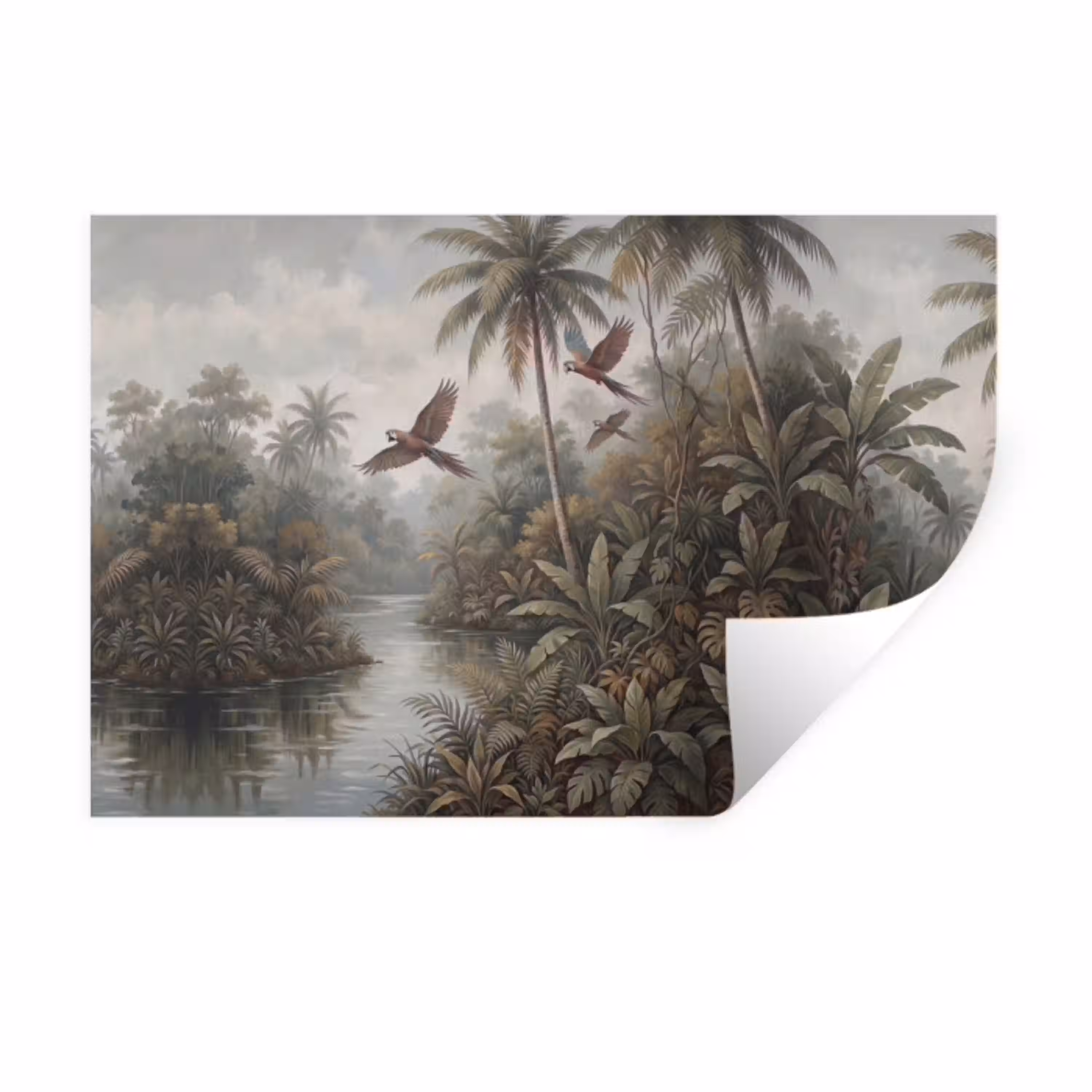Vogel - Vliegend - Tropisch - Landschap - Klassiek Muursticker klein -3d
