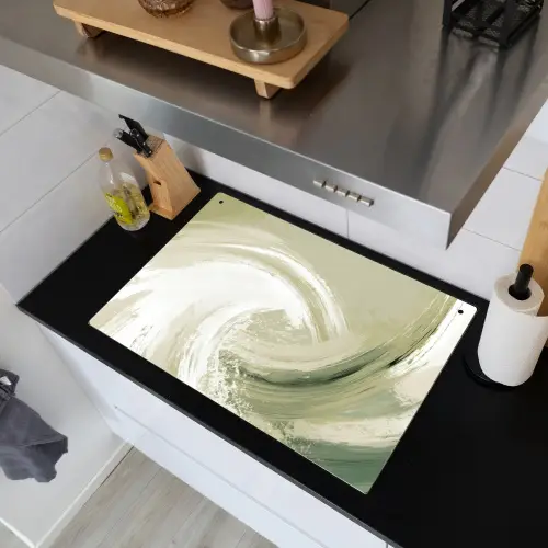 Abstract - Penseelstreken - Golven - Groen Inductie beschemer met haakjes klein -sfeer1