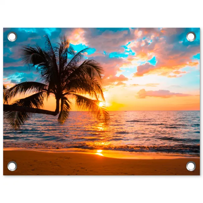 Tropische Zonsondergang aan Zee tuinposter los doek klein -3d