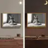 Konijn - Bunny - Zonnebril - Tafelkleed - Pasta - Schattig Light Box met batterij (Wandlamp) middel -sfeer3