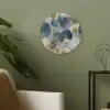 Bladeren - Abstract - Goud - Blauw Akoestische PET Vilt - Rond klein -sfeer2