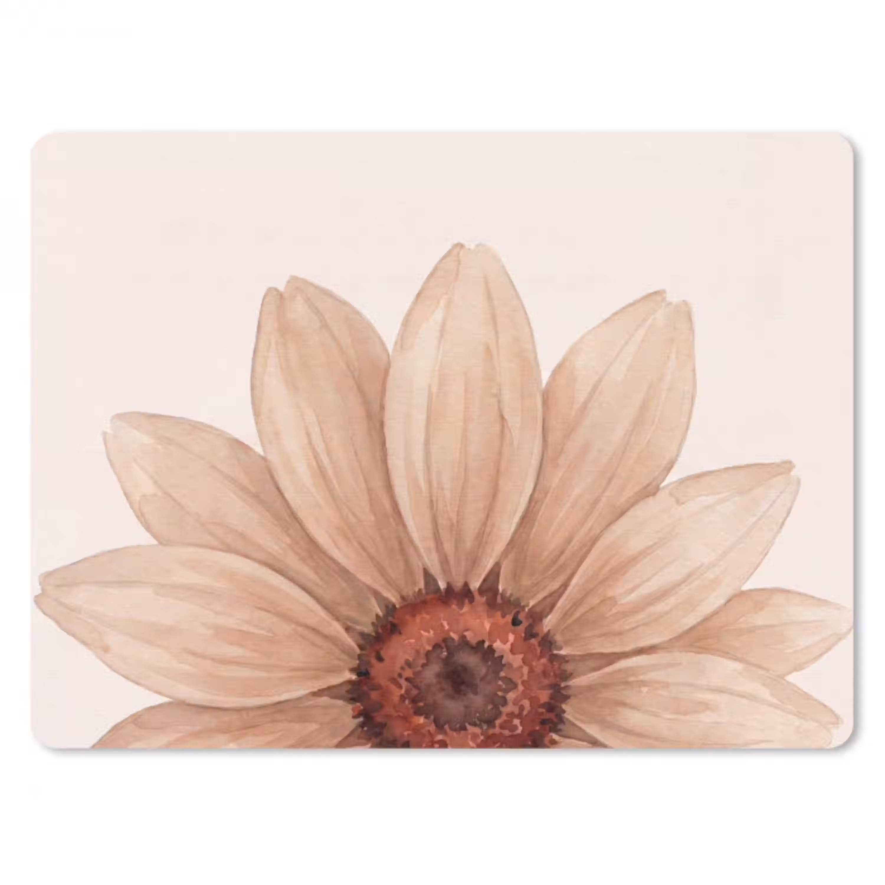 Bloemen - Bloemblad - Natuur - Aquarel - Beige muismat rubber klein -3d