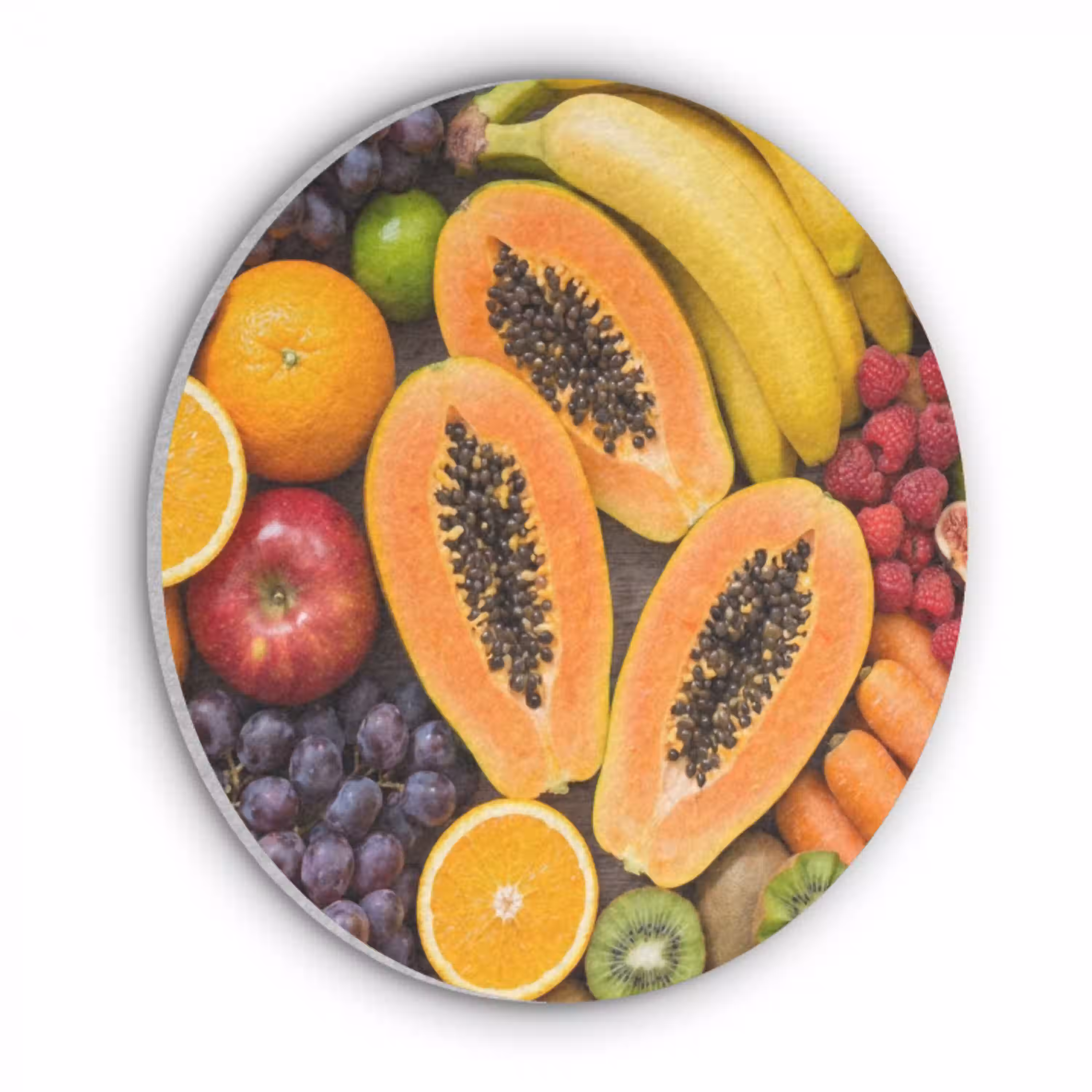 Eten - Fruit - Groenten - Vers - Kleurrijk Akoestische PET Vilt - Rond klein -3d