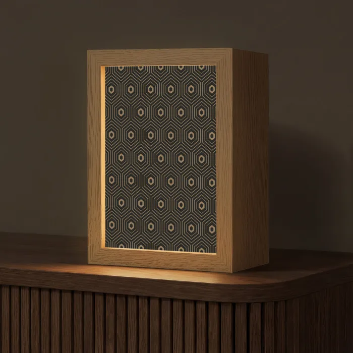 Goud - Illusie - Patroon Light Box met kabel (Tafellamp) klein 925 -z3d_website