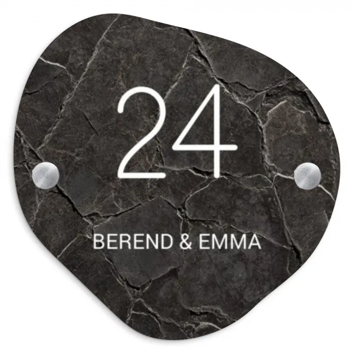 Gebarsten steen - Klassiek Naambord Organisch middel -3d