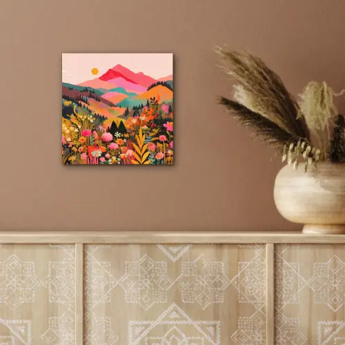 Zonsondergang - Bergvallei - Contrast aluminium wit klein -sfeer4