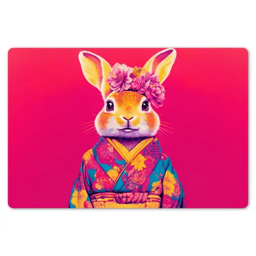 Konijn - Bloemen - Kleurrijk - Kimono Placemat vinyl groot -zzsfeer1_Kitchenyeah-website