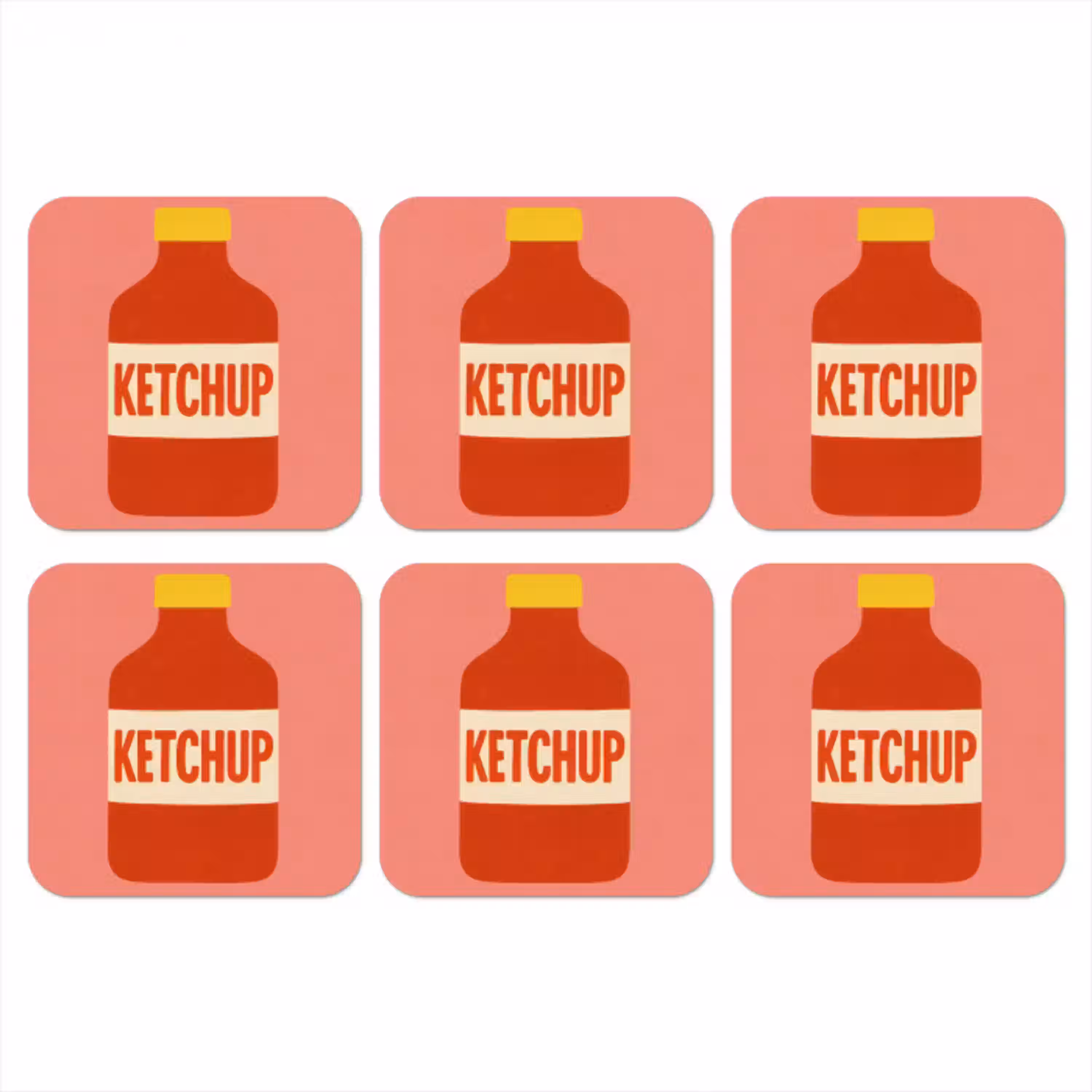Ketchup - Fles - Rood - Minimalistisch onderzetter kurk middel -3d