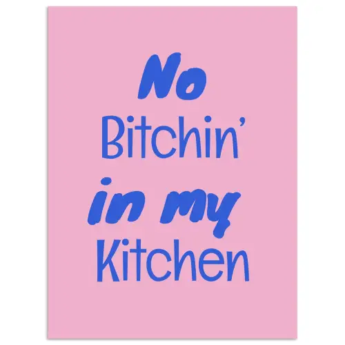 Quote - Blauw - Lettertype - Keuken poster papier klein -3d