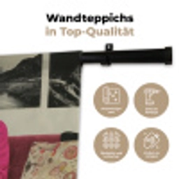 Vrouw - Kat - Bloemen - Kopje - Retro Wandkleed katoen klein -tsfeer2_DE