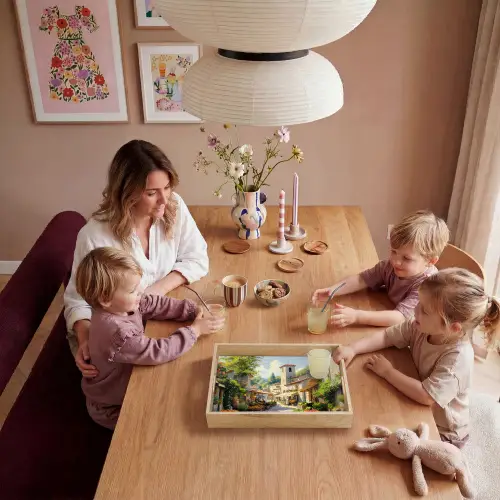 Dorp - Zon - Kraampjes - Huizen Dienblad Rechthoek middel -sfeer4