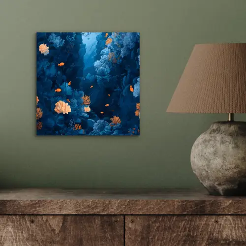 Koraalrif - Vissen - Oceaan - Blauw aluminium wit klein -sfeer2